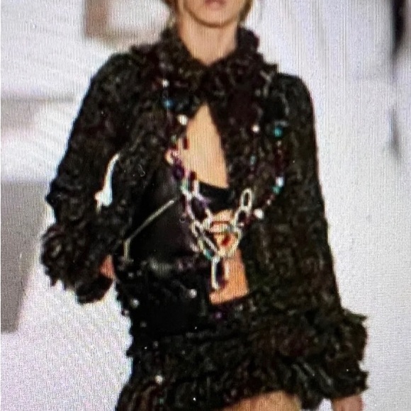 Authentic CHANEL 🦄 Runway Multicolor Mohair Fringe Tweed Blazer Jacket 38/4 - Picture 2 of 12